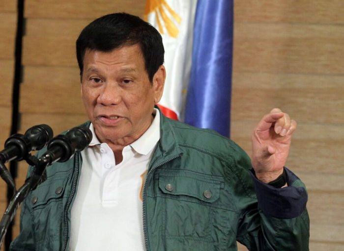 Philippine President Rodrigo Duterte speaks during a news conference in Davao after Norwegian national Kjartan Sekkingstad was freed from the al Qaeda-linked Abu Sayyaf Islamist militant group in Jolo, Sulu in southern Philippines September 18, 2016.