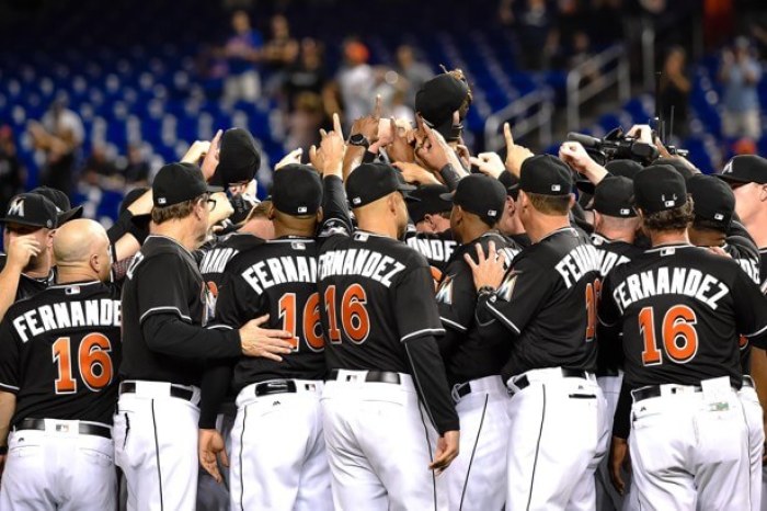 Miami Marlins tribute for Jose Fernandez, who died in a boating incident on September 24, 2016, in Miami.