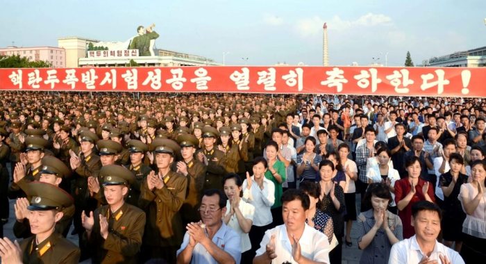A rally celebrating the success of a recent nuclear test is held in Kim Il Sung square in this undated photo released by North Korea's Korean Central News Agency in Pyongyang, September 13, 2016.