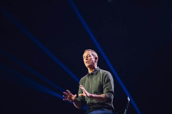 Pastor Andy Stanley speaks during Catalyst Atlanta at the Infinite Energy Arena in Duluth, Georgia, on Oct. 6, 2016.