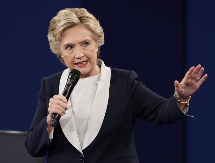 Democratic U.S. presidential nominee Hillary Clinton speaks during her presidential town hall debate against Republican U.S. presidential nominee Donald Trump (not shown) at Washington University in St. Louis, Missouri, U.S., October 9, 2016.