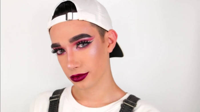 James Charles in video titled 'FULL FACE USING NO BRUSHES MAKEUP CHALLENGE' published on September 9, 2016.