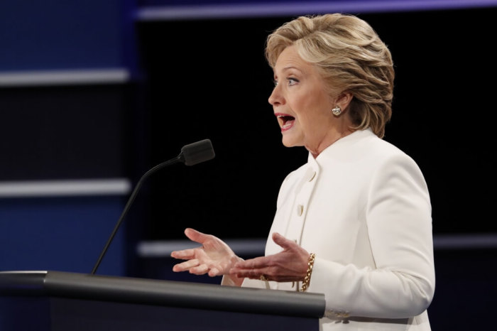 Democratic nominee Hillary Clinton speaks during the third and final 2016 presidential campaign debate with Republican U.S. presidential nominee Donald Trump (not pictured) at UNLV in Las Vegas, Nevada, U.S., October 19, 2016.