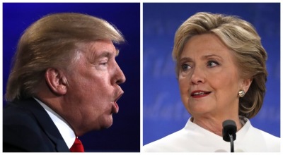 A combination photo shows Republican U.S. presidential nominee Donald Trump (L) and Democratic presidential nominee Hillary Clinton during their third and final debate at UNLV in Las Vegas, Nevada, U.S. on October 19, 2016.