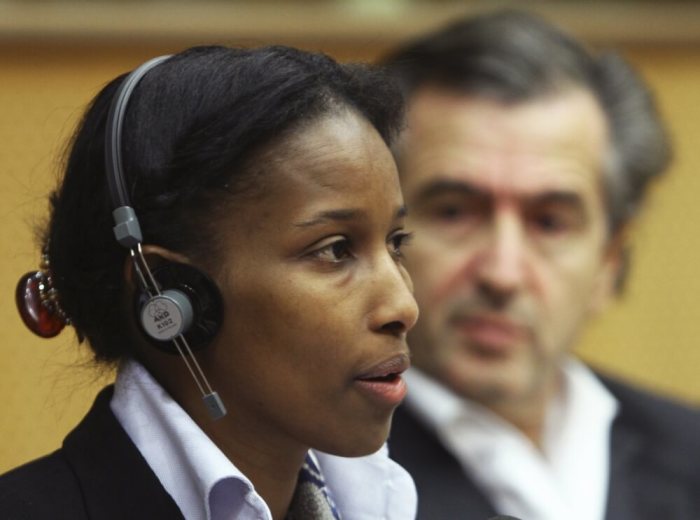 Somali-born Ayaan Hirsi Ali, a former Dutch parliamentarian, speaks next to French philosopher Bernard-Henri Levy (R) at the European Parliament in Brussels, Belgium, February 14, 2008.