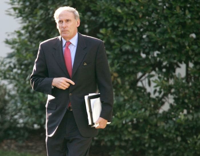 Sen. Dan Coats of Indiana leaves the White House in Washington, D.C., October 27, 2005. Coats was assisting Supreme Court nominee Harriet Miers through the process of her nomination before her unexpected withdrawal from the nomination on Thursday.