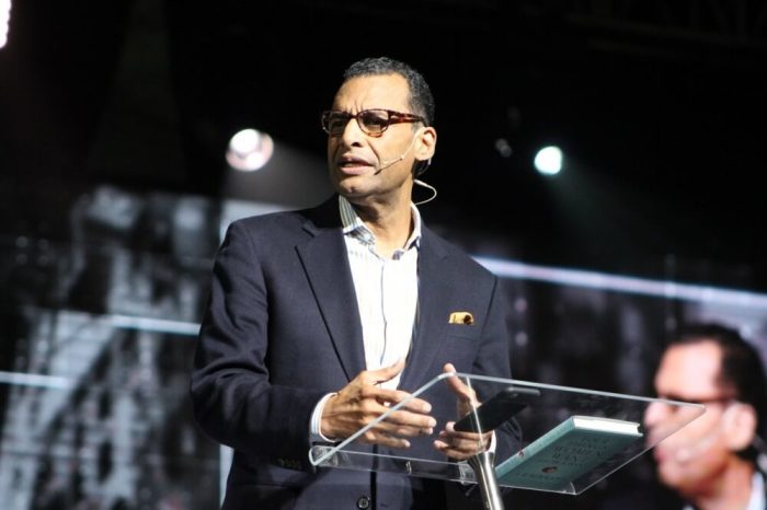 Dr. A.R. Bernard, founder and CEO of the Christian Cultural Center, New York City's largest evangelical congregation, and one of the largest independent churches in America, speaks at the closing ceremony of the 'Movement Day Global Cities' conference at the Jacob Javits Center in New York City on Thursday, October 27, 2016.