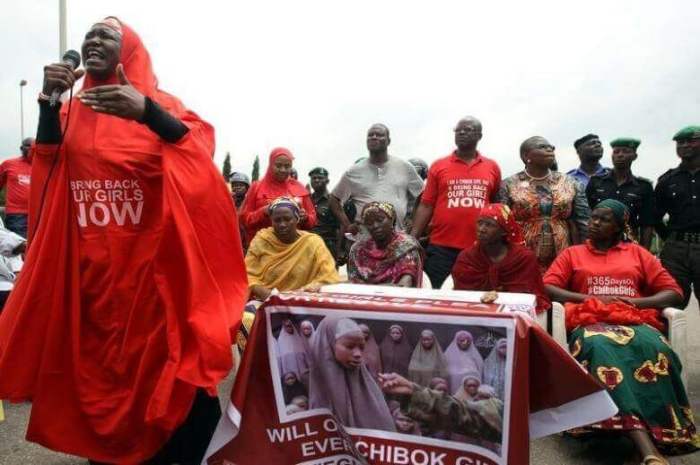 #Bring Back Our Girls (BBOG) campaigners and parents of abducted Chibok girls denied access by police to see President Muhammadu Buhari take part in a rally in Abuja, Nigeria, August 25, 2016.