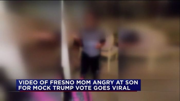 A viral video posted on November 11, 2016, shows a Texas mother disowning her young son for supporting Donald Trump in a mock election.