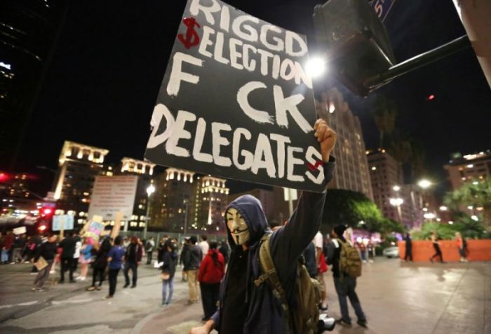 Demonstrators march in protest against the election of Republican Donald Trump as President of the United States, in Los Angeles, California, U.S. November12, 2016.