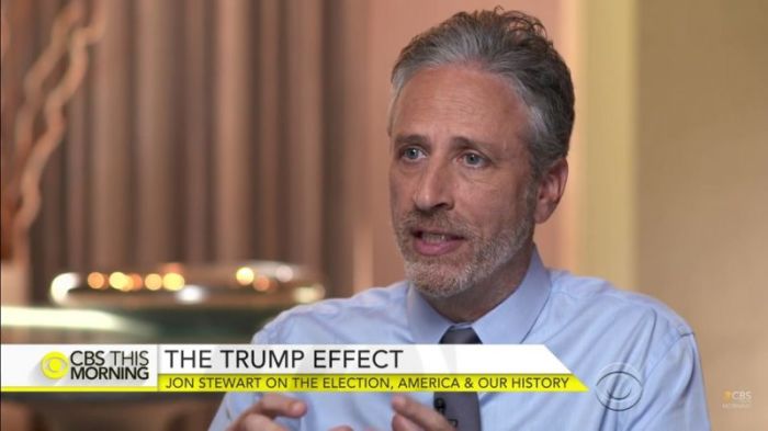 Jon Stewart in an interview with CBS News on November 17, 2016.