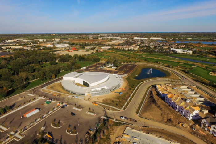 The North Shore campus of Willow Creek Community Church, located in Glenview, Illinois. The campus is scheduled to open in December 2016.