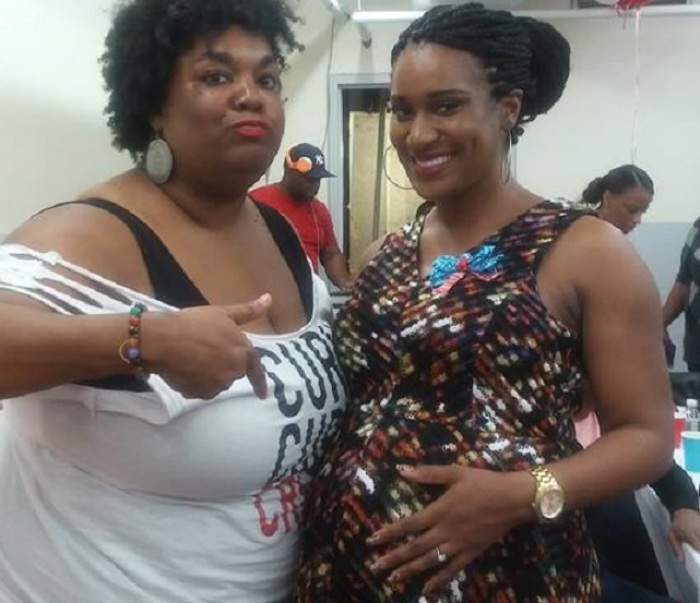 Pastor Desireé Allen (R) of First Corinthian Baptist Church in New York City, Celebrate her pregnancy with Cathleen Meredith (R), The Dream Center's graphic designer and communications/marketing guru. Allen is director at The Dream Center.