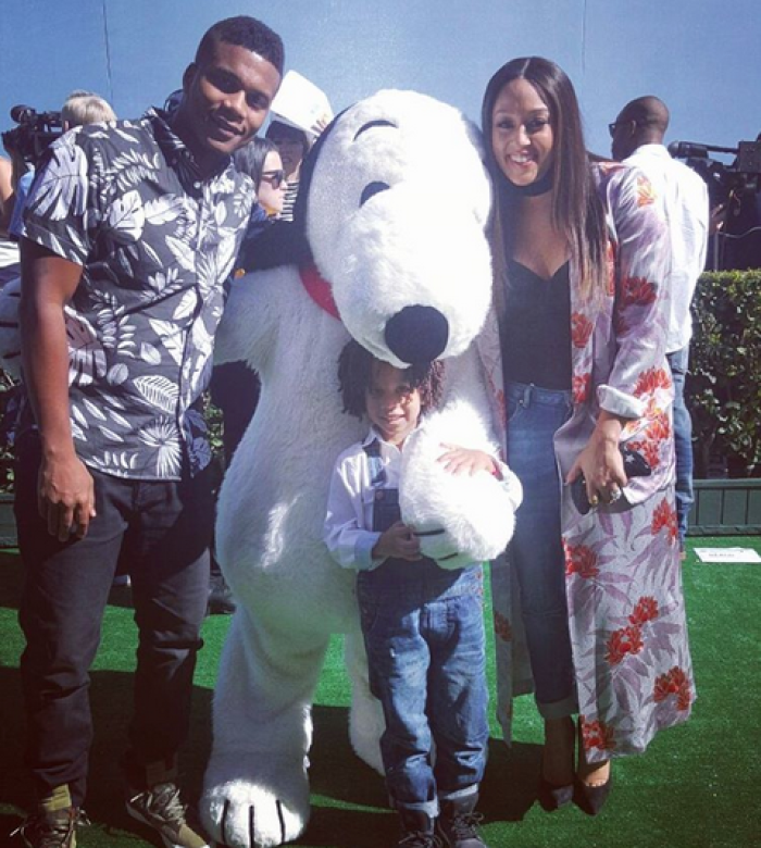 Actor Cory Hardrict is pictured with his wife, Tia Mowry-Hardrict, and their 6-year-old son, Cree.