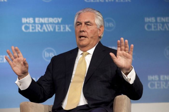 ExxonMobil Chairman and CEO Rex Tillerson speaks during the IHS CERAWeek 2015 energy conference in Houston, Texas April 21, 2015.