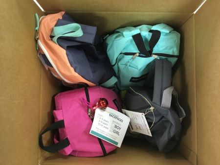 The North American Mission Board partners with Send Relief to help those in need. Above, "Christmas Backpacks" are ready to be sent to impoverished children.