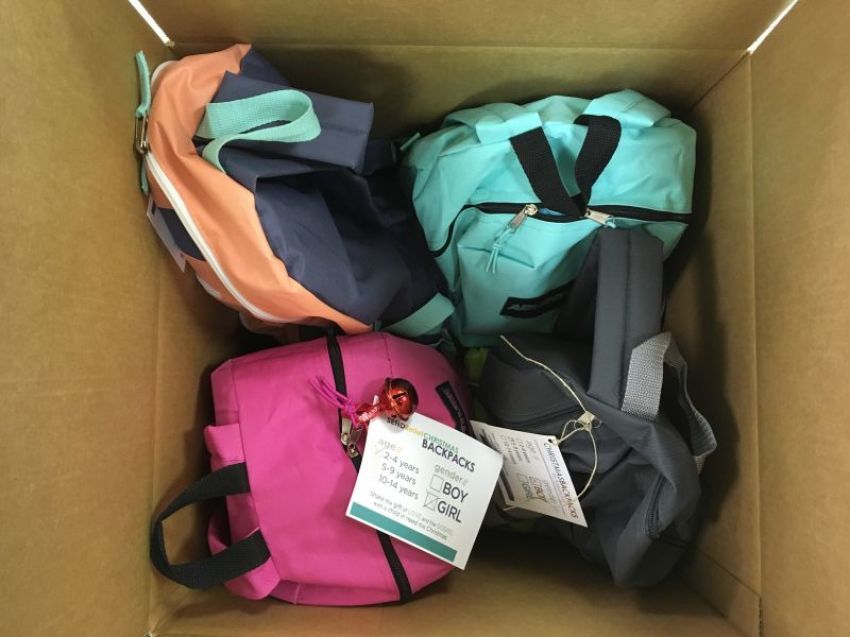 The North American Mission Board partners with Send Relief to help those in need. Above, "Christmas Backpacks" are ready to be sent to impoverished children.