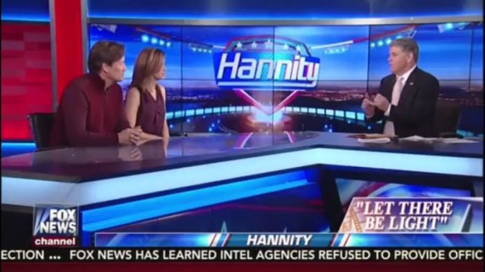 Kevin and Sam Sorbo speaking with Sean Hannity on Fox News in December 2016.