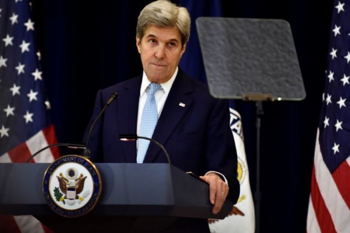 U.S. Secretary of State John Kerry delivers remarks on Middle East peace at the Department of State in Washington December 28, 2016.