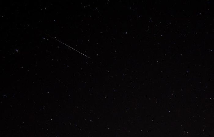 A meteor trail, part of the Quadrantids Meteor Shower, captured in the night sky over Alabama at 4 a.m. local time on January 4, 2012.