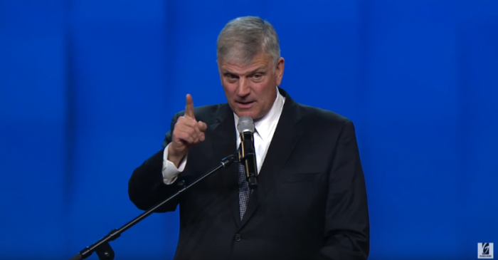 The Rev. Franklin Graham speaks at the First Conference at Gateway Church in South Lake, Texas, January 1, 2017.