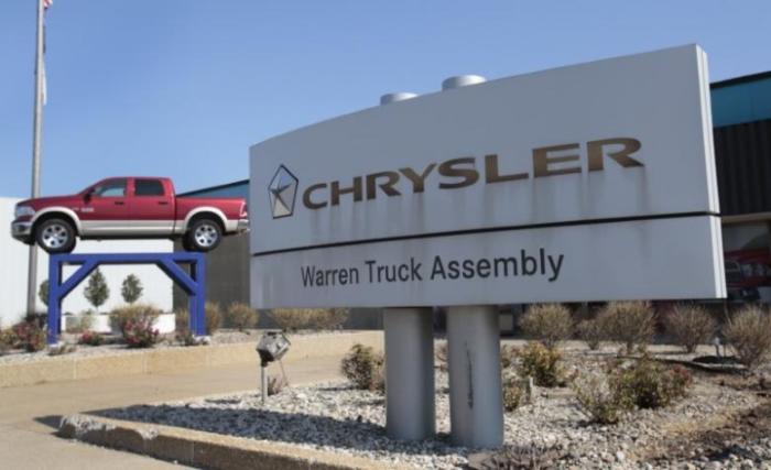 A Chrysler Warren Truck Assembly sign is seen in front of the Fiat Chrysler Automobiles (FCA) plant in Warren, Michigan October 7, 2015.
