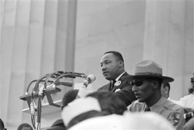 Rev. Martin Luther King Jr. delivers his 'I Have a Dream' speech from the steps of the Lincoln Memorial during the march on Washington for Jobs and Freedom in this Aug. 28, 1963, file photo.