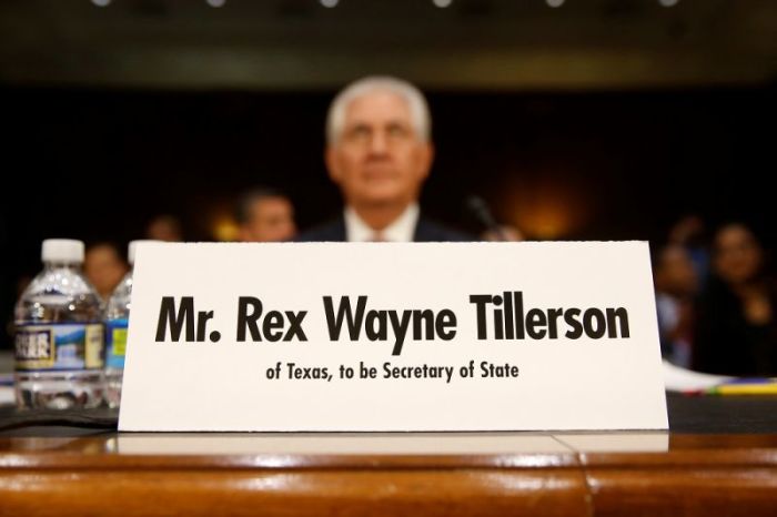 Rex Tillerson, the former chairman and chief executive officer of ExxonMobil, testifies before a Senate Foreign Relations Committee confirmation hearing on his nomination to be U.S. secretary of state in Washington, U.S. January 11, 2017.