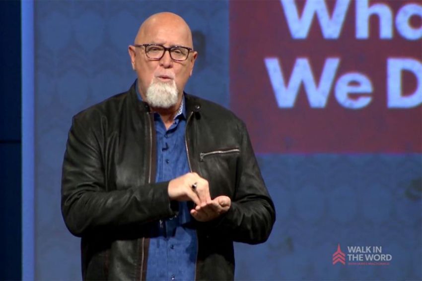 Pastor James MacDonald speaking to his congregation about the need to welcome all without judgment.