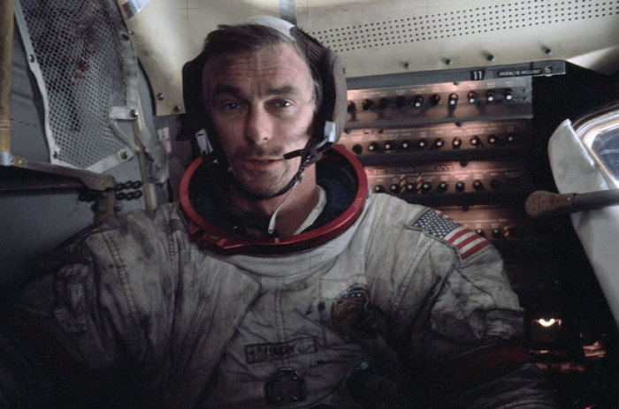 Astronaut Eugene Cernan, seen here aboard the Apollo 17 lunar module on the moon in 1972, died on Jan. 16, 2017.