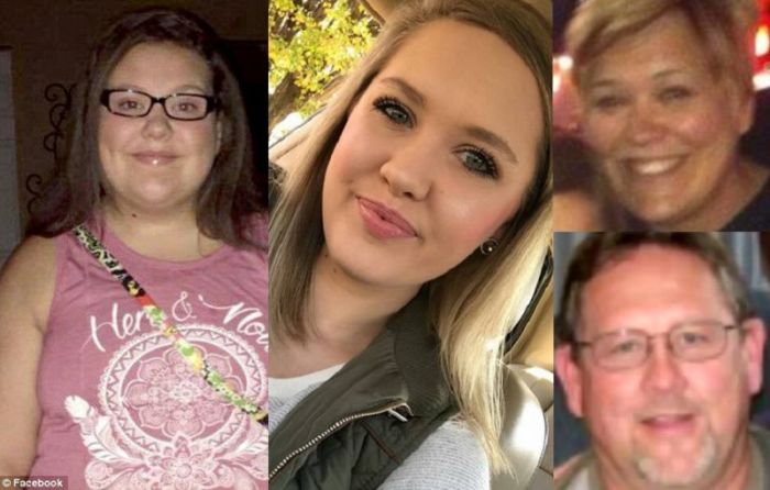 The Taylor family of Whitley County, Kentucky. From Left: Jolee Taylor, 13, Jessie Taylor, 18, and Larry Taylor, 51 (bottom R). Courtney Taylor, 41, is pictured in the top right photo.