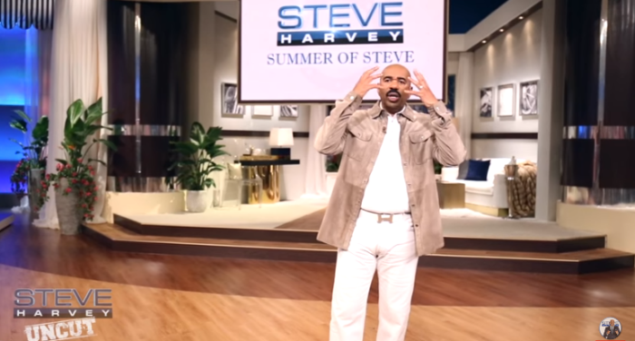 Comedian and TV personality Steve Harvey on his daytime talk show.