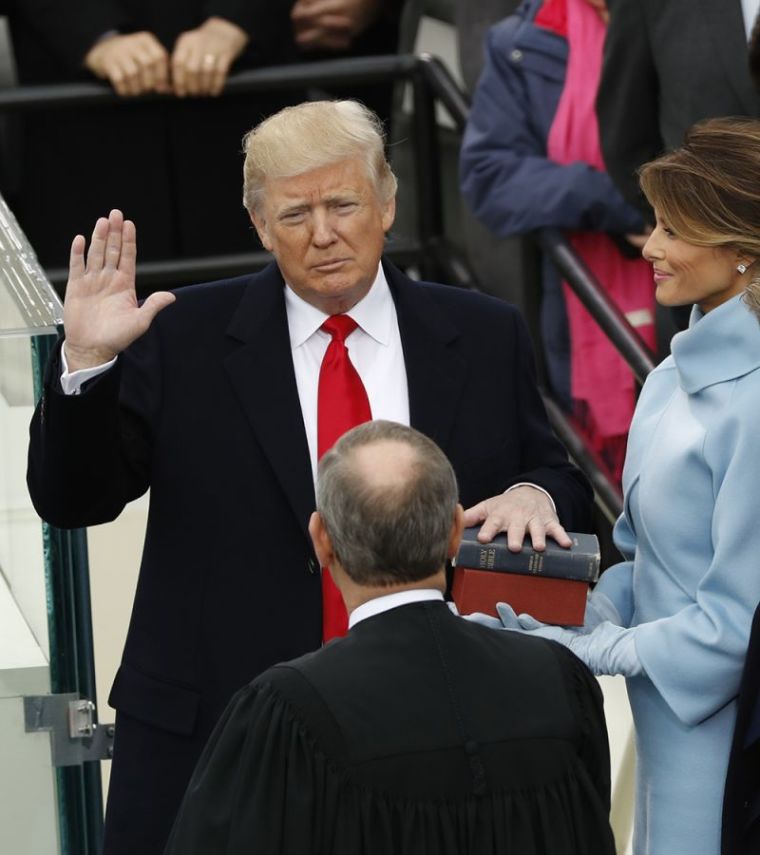 Donald Trump is sworn in as the 45th president of the United States on the West front of the U.S. Capitol in Washington, U.S., January 20, 2017.