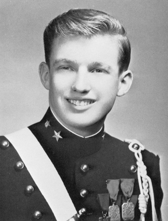 Donald John Trump, pictured in his military cadet uniform in the 1964 New York Military Academy yearbook.