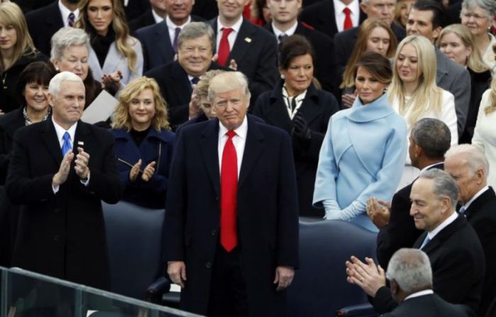 Donald Trump receives applause.