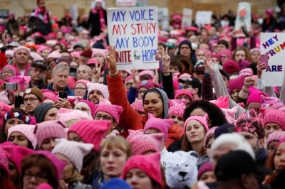 People gather for the Women's March in Washington U.S., January 21, 2017.