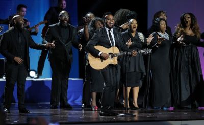 Gospel Singer Travis Greene performs at the 'Liberty' Inaugural Ball for U.S. President Donald Trump and his wife, first lady Melania Trump, in Washington, U.S., January 20, 2017.