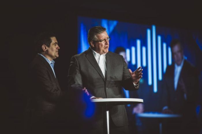 Russell Moore (left), president of the Southern Baptist Ethics & Religious Liberty Commission and Jim Daly, president of Focus on the Family, speak at Evangelicals for Life, January, 26, 2017, Washington, D.C.