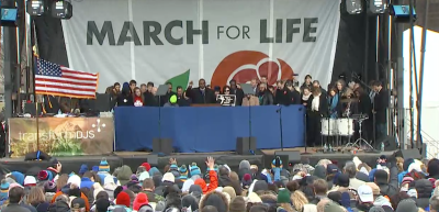 Bishop Vincent Matthews of the Church of God in Christ speaks at the March for Life in Washington, D.C., Jan. 27, 2017.