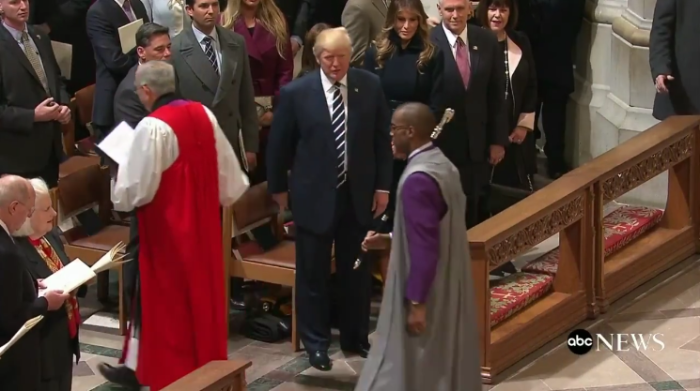 Did this black clergyman defiantly snub President Donald Trump at the National Prayer Service?