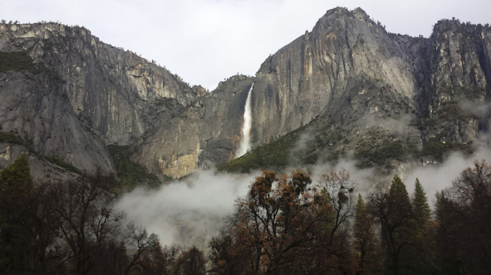 A general view of the Yosemite Falls flowing in Yosemite National Park in this December 3, 2014 picture provided by the National Park Service.