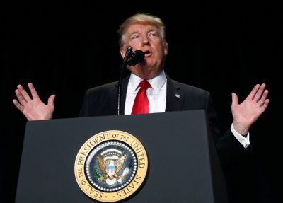 U.S. President Donald Trump delivers remarks at the National Prayer Breakfast in Washington, U.S., February 2, 2017.