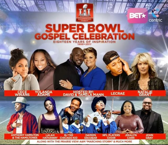 The Super Bowl Gospel Celebration is taking place on Friday February 3 at 7:30 p.m. It will air on BET Networks on February 5 at 11 a.m.ET.