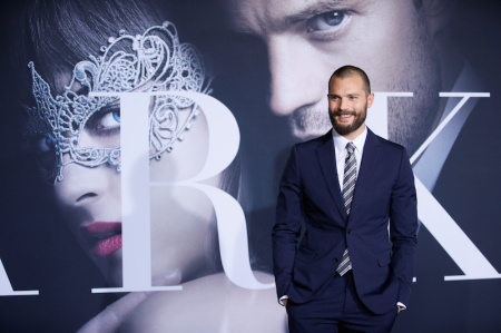 Cast member Jamie Dornan poses at the premiere of the film "Fifty Shades Darker" in Los Angeles, California, February 2, 2017.