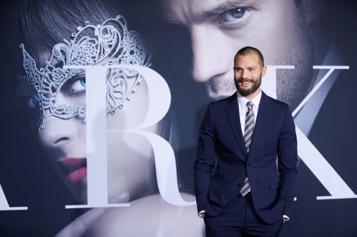 Cast member Jamie Dornan poses at the premiere of the film 'Fifty Shades Darker' in Los Angeles, California, February 2, 2017.
