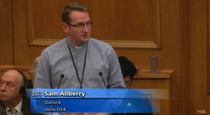 Pastor Sam Allberry addressing the Church of England General Synod in London in a video posted on February 15, 2017.