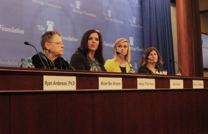 Miriam Ben Shalom, Kaeley Triller Haver, Kami Mueller, and Mary Lou Singleton speak at the 'Biology Isn't Bigotry: Why Sex Matters in the Age of Gender Identity' panel the Heritage Foundation in Washington, D.C., February 16, 2017.