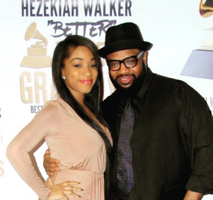 Bishop Hezekiah Walker pictured with his daughter during the 59th Annual Grammy Award festivities.