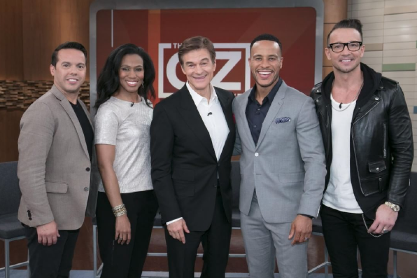 Renowned evangelist Samuel Rodriguez, best-selling author and speaker Priscilla Shirer, Hillsong New York Pastor Carl Lentz, DeVon Franklin and Dr. Oz on the set of "Faithful Fridays," Feb 2017.