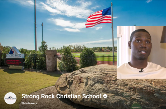 Former NFL player Fernando Bryant (inset) was fired from his coaching job at the Strong Rock Christian School in Locust Grove, Georgia.